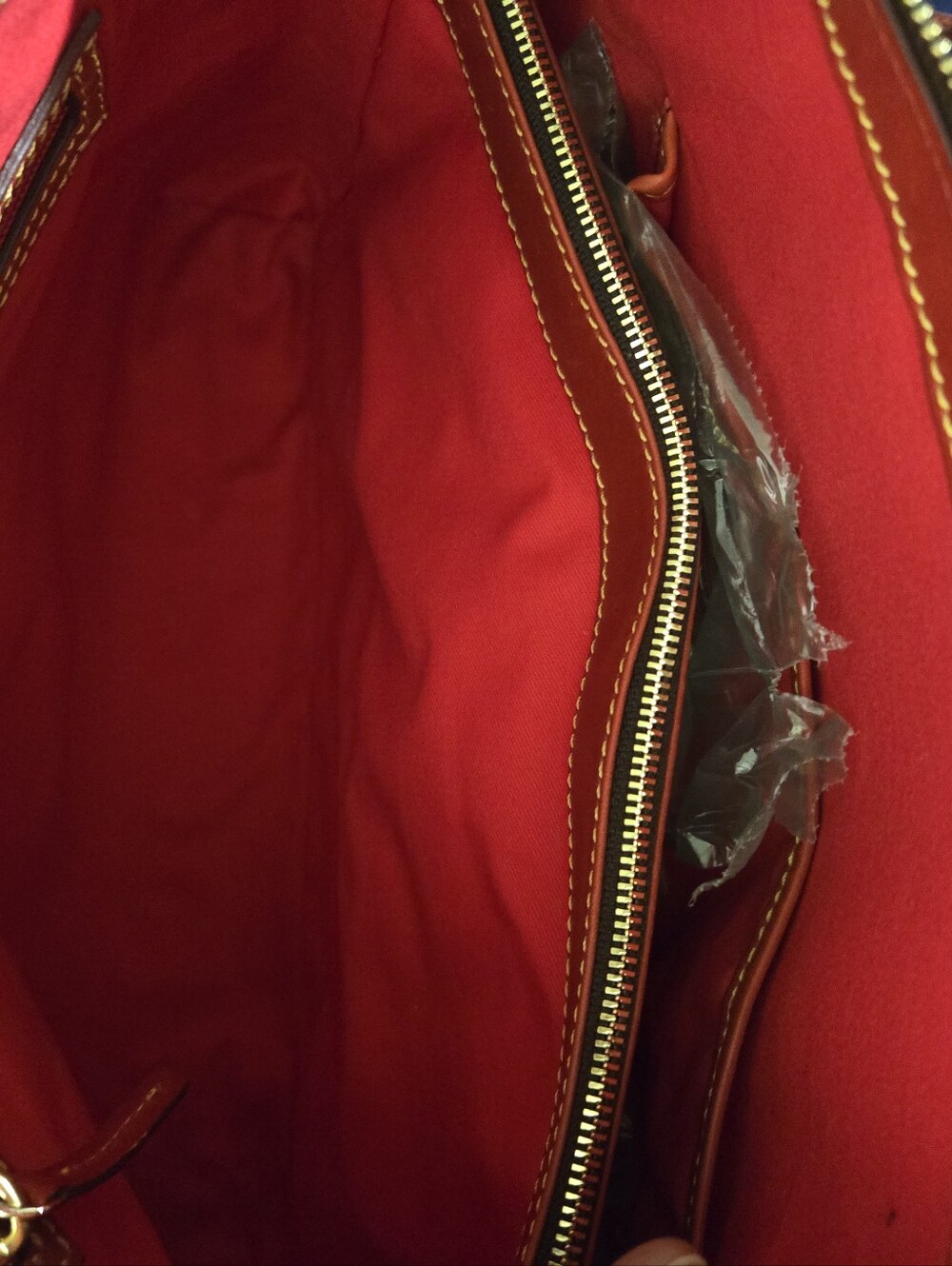 :Dooney & Bourke Florentine Leather Satchel Red Large 14" Dust Bag & Coin Pouch - Picture 11 of 12